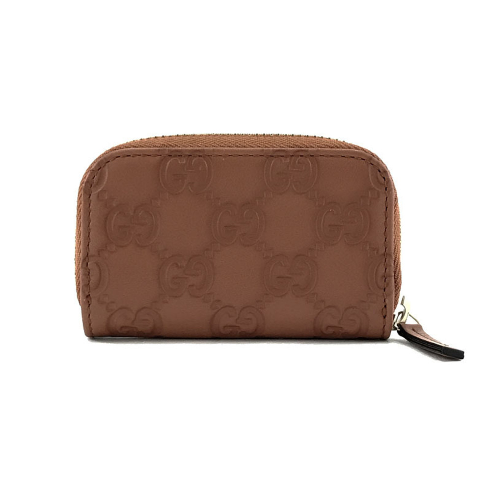 Gucci G Coin Coin sima Terracotta Leather Purse Interlocking Brown Case